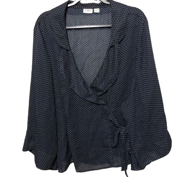 Cato Woman Polka Dot Faux Wrap Blouse | Women's Size 26/28 - Picture 1 of 10